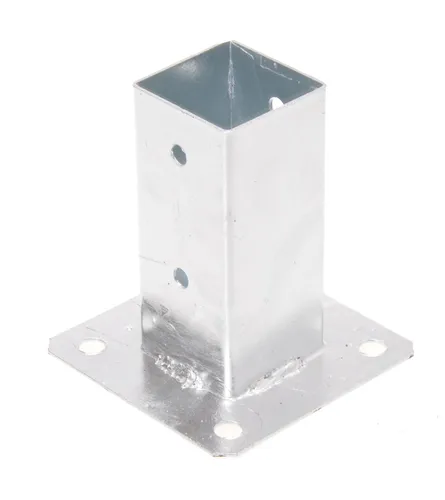 Aufschraubhülse 50 x 50 Pfostenträger aufschrauben, Bodenhülse mit Dübelplatte