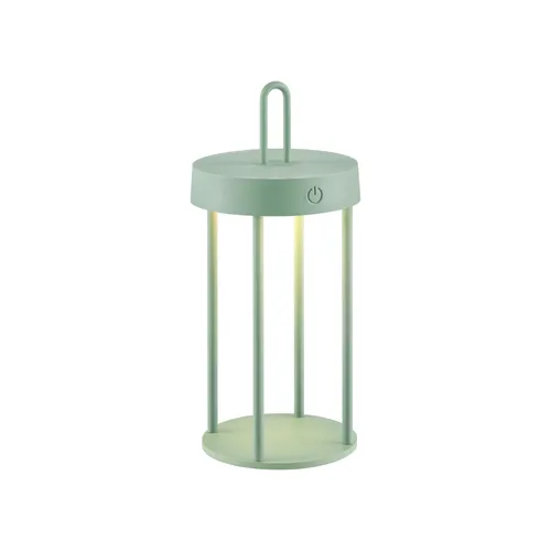 JUST LIGHT Tischleuchte ANSELM - Dimmbar & Warmweiß - Stehleuchte mit integrierter LED, dimmbar und ideal für Outdoor-Einsatz. Die elegante grüne Laterne sorgt für warmes Licht und eine Leuchtdauer von bis zu 7 Stunden.