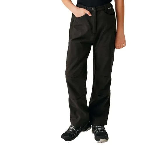 Regatta Softshellhose für Kinder mit Fleecefutter - Wanderhosen für Kinder, wärmendes Fleecefutter für optimalen Komfort und Schutz bei kaltem Wetter, Farbe: Schwarz, Größen: 140