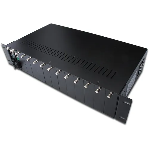 Digitus DN-82000 Medienkonverter Chassis - Netzwerk-Switches mit Platz für bis zu 14 Medienkonvertern, flexibles Modulwechseln im laufenden Betrieb und redundantes Netzteil für maximale Verfügbarkeit.