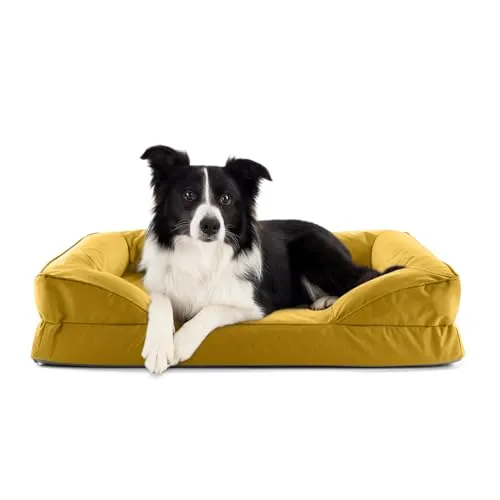 Lumaland orthopädisches Hundebett Outdoor & Indoor 90x65 cm - Bequemes Hundebett mit wasserfester Hülle, rutschfestem Boden und waschbarer Füllung – ideal für drinnen und draußen. Komfortabler Einstieg und hoher Rand für optimale Entspannung.