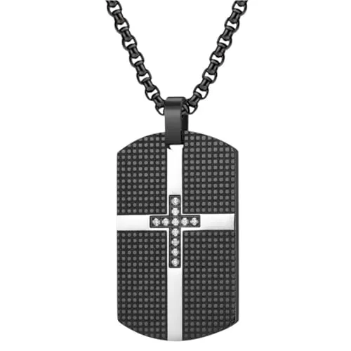 Karma NH10686335 Halskette mit Anhänger Schwarz Herren Edelstahl 60 cm Kette Herrenschmuck Männer Herrenhalskette modern Geschenk für Ihn wasserfest hypoallergen Edelstahlkette