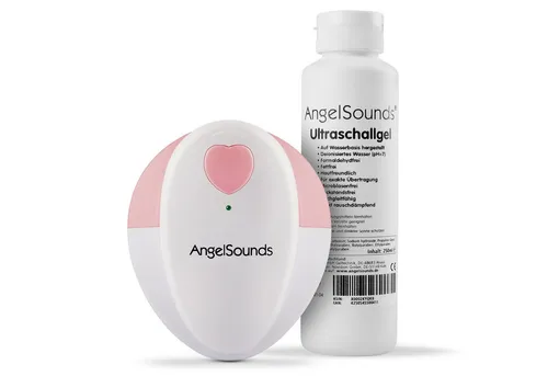 AngelSounds JPD-100S Set - Fetaldoppler mit Ultraschallgel - Doppler zur fetalen Herzschlagerfassung ab der 12. SSW, inklusive 250ml Ultraschallgel für optimale Anwendung und klare Klangübertragung.
