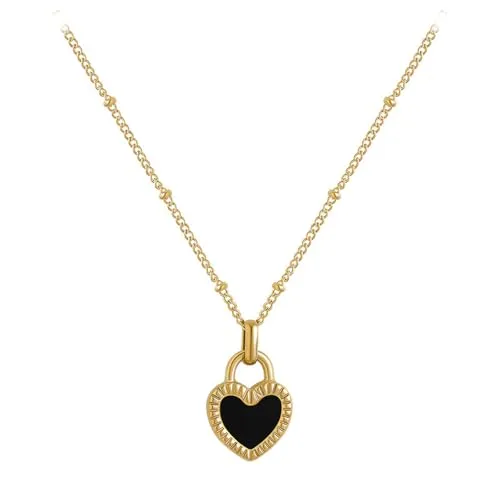 Karma NH10280850 Halskette Herz Edelstahl Gold Schmuck Kette Damenhalskette modern Damenohrringe Damen (Kette Gold)