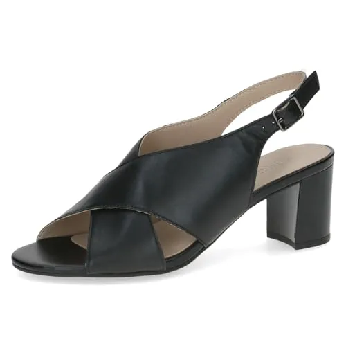 Caprice Damen Sandale mit Absatz aus Leder, Schwarz (BLACK NAPPA), 36 - Genießen Sie stilvollen Komfort mit der Caprice Sandale. Die innovative MEMOTION Technologie sorgt für eine angenehme Fußbettunterstützung. Der elegante Blockabsatz von 6 cm verleiht Ihnen eine feminine Silhouette und sicheren Halt.