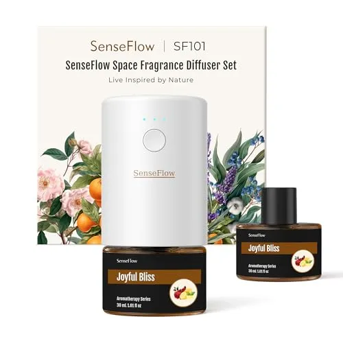 SenseFlow Aroma Diffuser für Ätherische Öle SF101 Pro, Wasserloser Ultraschall Duftstecker Raumduft, 100% pflanzlich Lufterfrischer, 120 Tage Aroma für Zuhause
