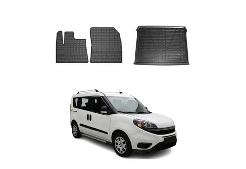 OMAC Auto-Fußmatten Kofferraumwanne Set für Fiat Doblo 2010-2024 - Automatten für Fiat Doblo 2010-2024, wasserdicht, rutschfest und leicht zu reinigen – idealer Schutz für Ihren Fahrzeuginnenraum.