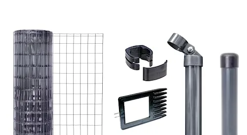 Alberts 669119 Fix-Clip Pro Zaun-Komplettset, Höhe 153 cm, Länge 50 m - Zaunpfosten Komplettset zum Einbetonieren für maximale Stabilität. Mit robustem Stahl und zinkphosphatierter Oberfläche, ideal für langlebige und sichere Einzäunungen.