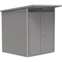 Biohort Metall-Gerätehaus AvantGarde Gr. A1 - Platzsparendes Design in Quarzgrau-Metallic - Robustes Gerätehaus (3,13 m²) mit Doppeltür für einfache Zugänglichkeit. Ideal zur Aufbewahrung von Gartenutensilien, Fahrrädern und Möbeln. Hohe Schneelast von 150 kg/m².