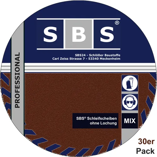SBS® Schleifscheiben Ø225mm Mix 30 Stück Schleifpapier Langhalsschleifer