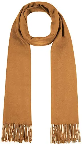Trachtenland Fransen Schal Stola mit Kaschmir Uni - Cognac