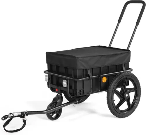 Fahrradlastenanhänger 2 in 1 Handwagen mit Schiebestange, Eisenrahmen 40 kg,Faltbar