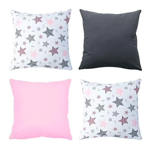 Amilian 4er Set; Dekoratives Kissen, Dekokissen mit Füllung; Zierkissen mit Kissenbezug; Kopfkissen Sofakissen für Schlafzimmer Wohnzimmer Kinder Deko, Kissenhülle 40x40 cm 16x16 inch; Set 03
