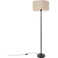 Qazqa Stehlampe Simplo Fabric, Schwarz, 1-flammig - Standleuchte aus Stahl und Stoff, dimmbar für individuelle Lichtatmosphäre, Höhe 170 cm, Durchmesser 50 cm, ohne Leuchtmittel, ideal für Design-Interieurs.