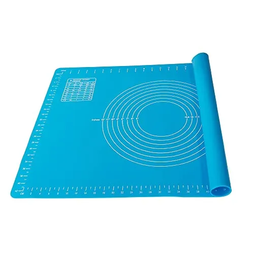 1.5mm Dicke 65x45cm Groß Backmatte Silikon Doppelte Dicke Silikonmatte Baking Mat rutschfeste Antihaftbeschichtete Backunterlage Teigmatte Ausrollmatte für Fondant Gebäck Pizza Matte(Blau)