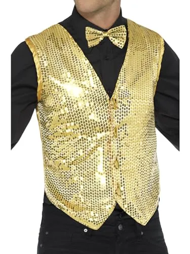 Sequin Waistcoat (M) - Kostüm-Outfit für Erwachsene, elegante Paillettenweste für Herren in Größe M, ideal für Karneval und Themenpartys, leichtes Material für hohen Tragekomfort und einfaches An- und Ausziehen.