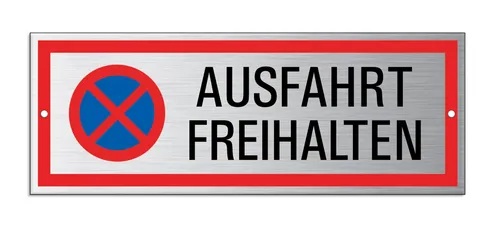Schild Ausfahrt freihalten Hinweisschild 17,5 x 6,5 cm Aluminium 2-fach gelocht