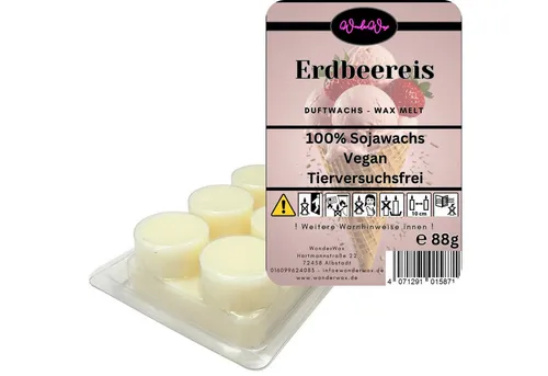 WonderWax Duftwachs WonderWax® Duftriegel 6 x Duftwachs Kreise Weiß, 100% Sojawachs (Erdbeereis), Duftrichtung: Erdbeereis