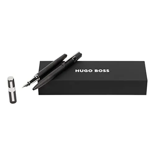 Hugo Boss Set Gear Pinstripe Black/Chrome Kugelschreiber & Füllfederhalter, in der Farbe Schwarz, HPBP285A