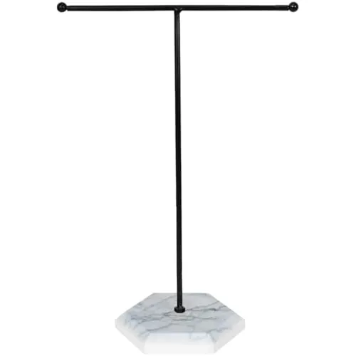 JJiaoLinin Schmuck Organizer, Schmuckständer, Metall-Schmuckständer, Metall T-Bar Schmuckhalter, T-Stange, Schmuck Aufbewahrung für Armbänder, Ohrringe, Ringe, Ketten (Weiß+Schwarz)