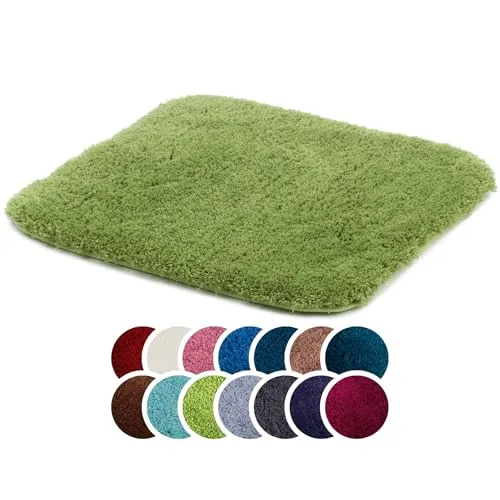 liebling Superior Badteppich mit Anti-Rutsch-Beschichtung, 100% Polyester (Mikrofaser), 50 x 45 cm, 30 Grad waschbar, Fußbodenheizung geeignet, Farbe: dunkelgrün