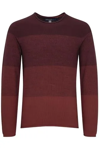 Blend Benno Herren Strickpullover Feinstrick Pullover Mit Rundhalsausschnitt Aus 100% Baumwolle, Größe:L, Farbe:Wine Red (73812)