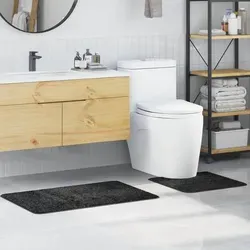 vidaXL 2-tlg. Badematten-Set Dunkelgrau - Badteppiche aus weicher, rutschfester Mikrofaser für mehr Sicherheit und Komfort. Modernes Design, maschinenwaschbar und ideal für ein hygienisches Badezimmer.