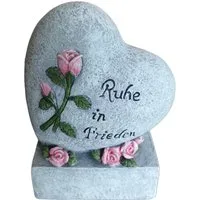 Grabschmuck Grabornament Herz mit Spruch für Trauerdeko - Elegantes Grabmal in Herzform, aus robustem Polyresin, ideal für den Friedhof. Mit einer Höhe von 19,8 cm und einem ansprechenden Design schafft es eine würdige Erinnerung.