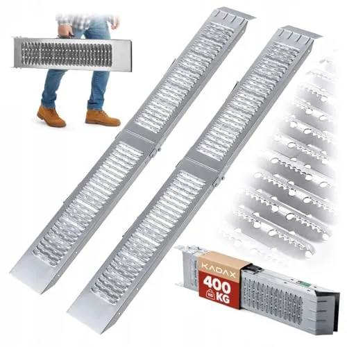 KADAX Faltbare Auffahrrampe bis 400 kg, 2 Stück, Rampe aus Stahl für Anhänger, Laderampe für Motorrad, Verladerampe klappbar, Auffahrrampen, Rampen
