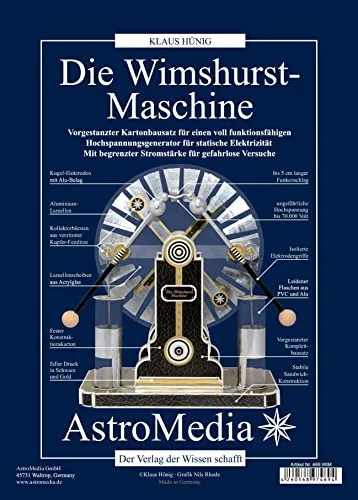AstroMedia Bausatz Die Wimshurst-Maschine - Modellbau-Bausatz für die Wimshurst-Maschine, fördert das Verständnis für Elektrizität und ist ideal als Geschenk für Technikbegeisterte.