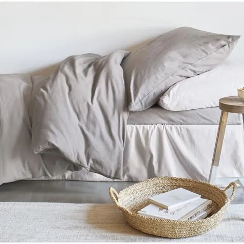Xxxl Bettwäsche Hellgrau 155x200 cm - Bettwäsche aus Biber-Textil, bügelleicht und hautfreundlich, ideal für kuschelige Nächte. Oeko-Tex® zertifiziert und pflegeleicht, perfekt für Allergiker.