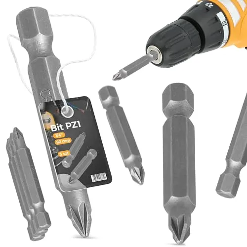 3x Magnetisch Bit PZ1 50 mm Pozidriv Schraubendreher 1/4'' Schraubendreherbit Stahl mit Magnetkopf Sechskantschaft Anti-Rutsch Robust für Akkuschrauber Schrauber