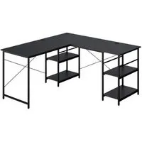 Costway Schreibtisch L-Form mit 3 Kabellöchern 151 x 151 x 75 cm Schwarz