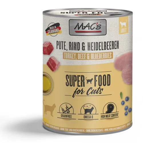 MAC's Cat Nassfutter für Katzen Pute Rind Blaubeeren 800g Katzenfutter