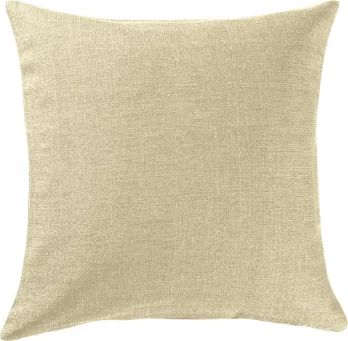 Erwin Müller Deko-Kissenhülle, Kissenbezug Uni, Krefeld Sekt Größe 50x50 cm - fleckabweisend, schmutzunempfindlich und leicht zu reinigen, Leinen-Optik (weitere Farben)