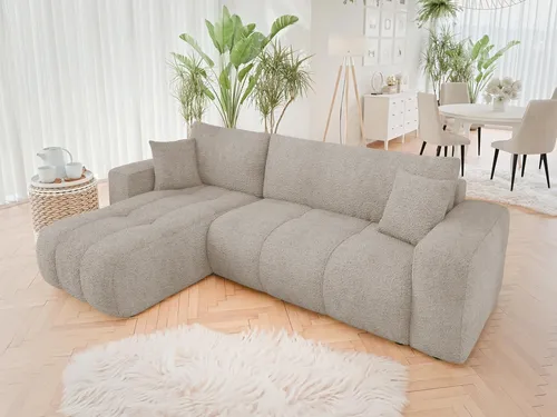 MIRJAN24 Ecksofa Furyn, Universal Eckcouch mit Schlaffunktion und Bettkasten - Coral 50 - Sofas mit Schlaffunktion und Bettkasten, ideal für kleine Räume. Maße: 244x145x82 cm, perfekt für Gästeübernachtungen.