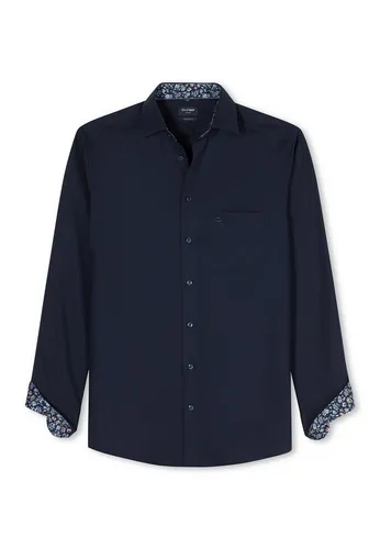 OLYMP Herren Oberhemd Langarm 136814 – Modern Fit, Marine - Elegantes Herrenoberhemd in Marine mit modernem Schnitt. Pflegeleicht und ideal für den täglichen Gebrauch, perfekt für Büro und Freizeit.