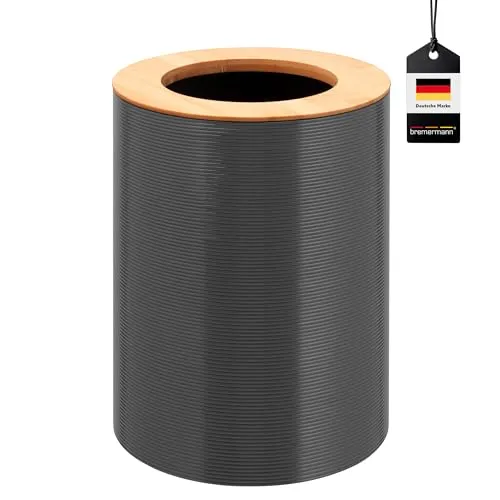 bremermann Kosmetikeimer SEGNO aus Bambus und Kunststoff // Abfalleimer // Mülleimer 5,5 Liter (Grau)