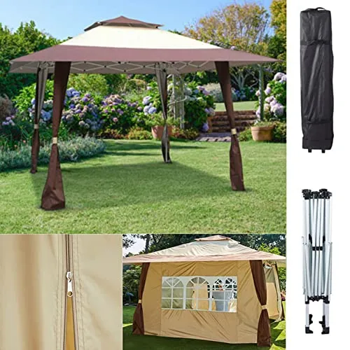 XXL Faltpavillon 4x4m inkl. Seitenteilen, Klapp-Pavillon Partyzelt Zelt Gartenpavillon