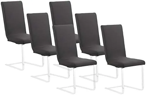 infactory Stuhlüberzug: 6er-Set Stretch-Stuhlhusse mit Lehne, Oeko-TEX® Standard 100, schwarz (Stuhlbezug Stretch, Stuhl-Sitzbezüge, Stuhlhussen nur)