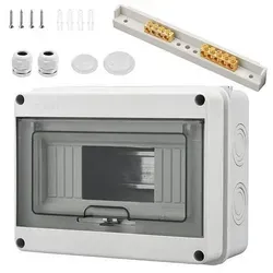 Sicherungskasten Aufputz IP65 für 8 Module - Robuster Sicherungskasten für den Einsatz im Feuchtraum, ideal für Garten und Bauernhof. Schützt elektrische Komponenten zuverlässig.