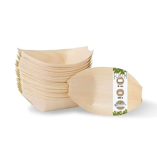 BIOZOYG 100 Stück Buffet Zubehör Snackschalen Holz 8 cm von BIOZOYG