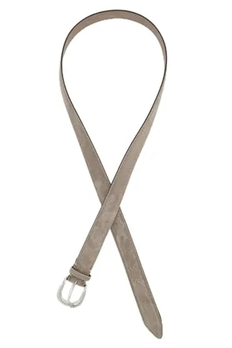 Ulla Popken Damen Gürtel, Suede in Velourslederoptik - Damen-Gürtel in dunklem Taupe, zeitlos und vielseitig mit hochwertiger Velourslederoptik und glänzender Metallic-Schließe für einen eleganten Look.