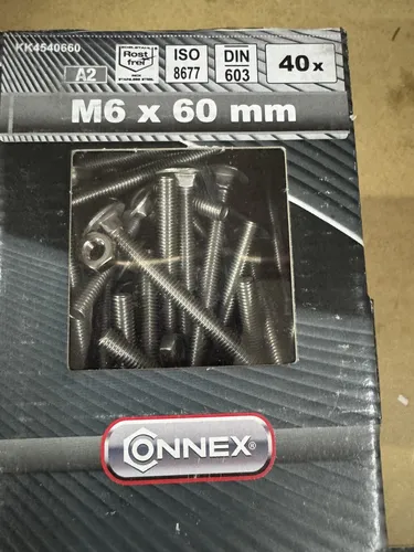 Connex Schloßschrauben mit Mutter A2 Rostfrei M 6 x 60 mm 40 Stück Edelstahl