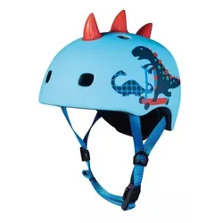 micro Helm Scootersaurus 3D S - Roller / Kickboards, stylischer Helm mit innovativem Fidlock-Verschluss und rot blinkendem LED-Licht für optimale Sicherheit und Sichtbarkeit beim Fahren.