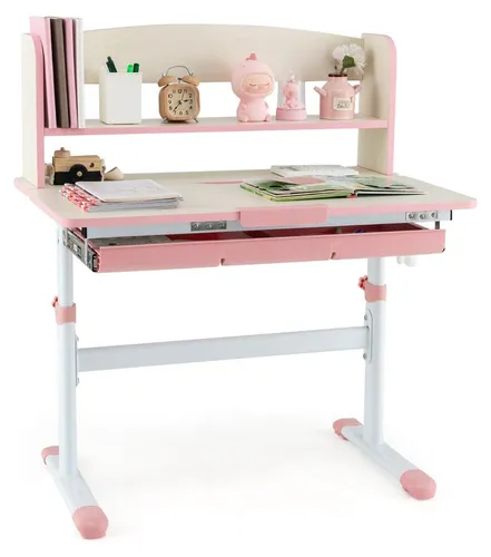 Verstellbarer Kinderschreibtisch Rosa mit neigbarer Tischplatte