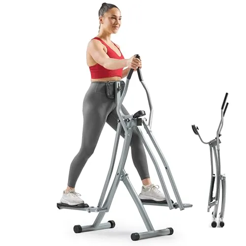 Sunny Health & Fitness Air Walker Crosstrainer für Zuhause | Klappbar, 8 Widerstandsstufen, LCD-Monitor, bis 100 kg