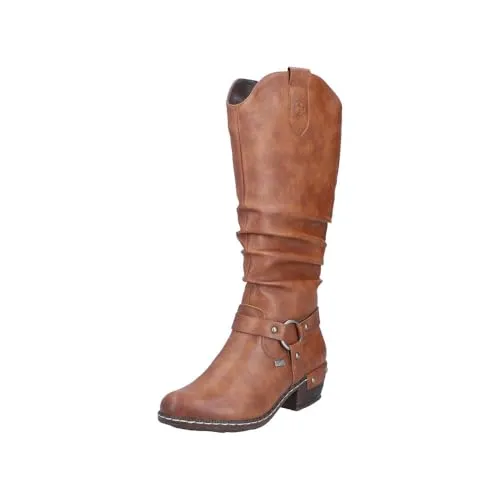 RIEKER Westernstiefel Damen, Gr. 36, braun - Modische Cowboystiefel aus Lederimitat mit wasserabweisender riekerTEX-Membran, ideal für Outdoor-Aktivitäten und stylische Auftritte.