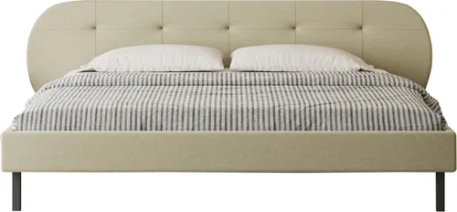 TULSA Polsterbett 140x190cm beige mit Kopfteil und Boxspringbett