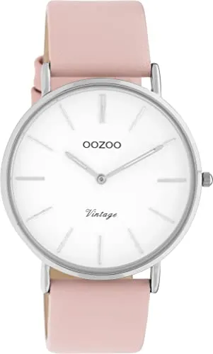 Oozoo Vintage Damen Uhr - Elegante Armbanduhr mit Lederarmband - Armbanduhren für Damen, stilvolle Damenuhr mit hochwertigem Lederarmband und japanischem Quarzwerk, ideal für jeden Anlass.